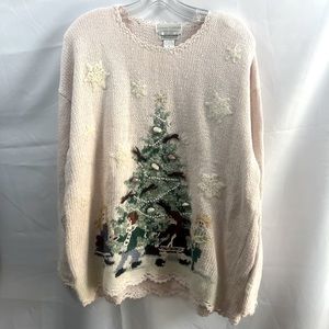 Casual Corner Limited Edition Christmas Sweater Size XL Vintage Shoulder Pads